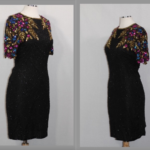 Multi Colored Sequin Beaded Dress - Picture 2 of 15